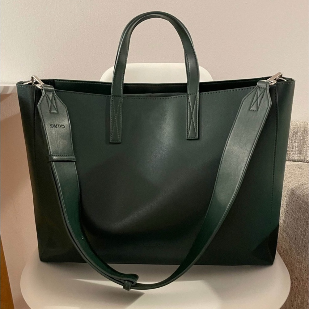 Calpak Dark Green Laptop Tote Bag